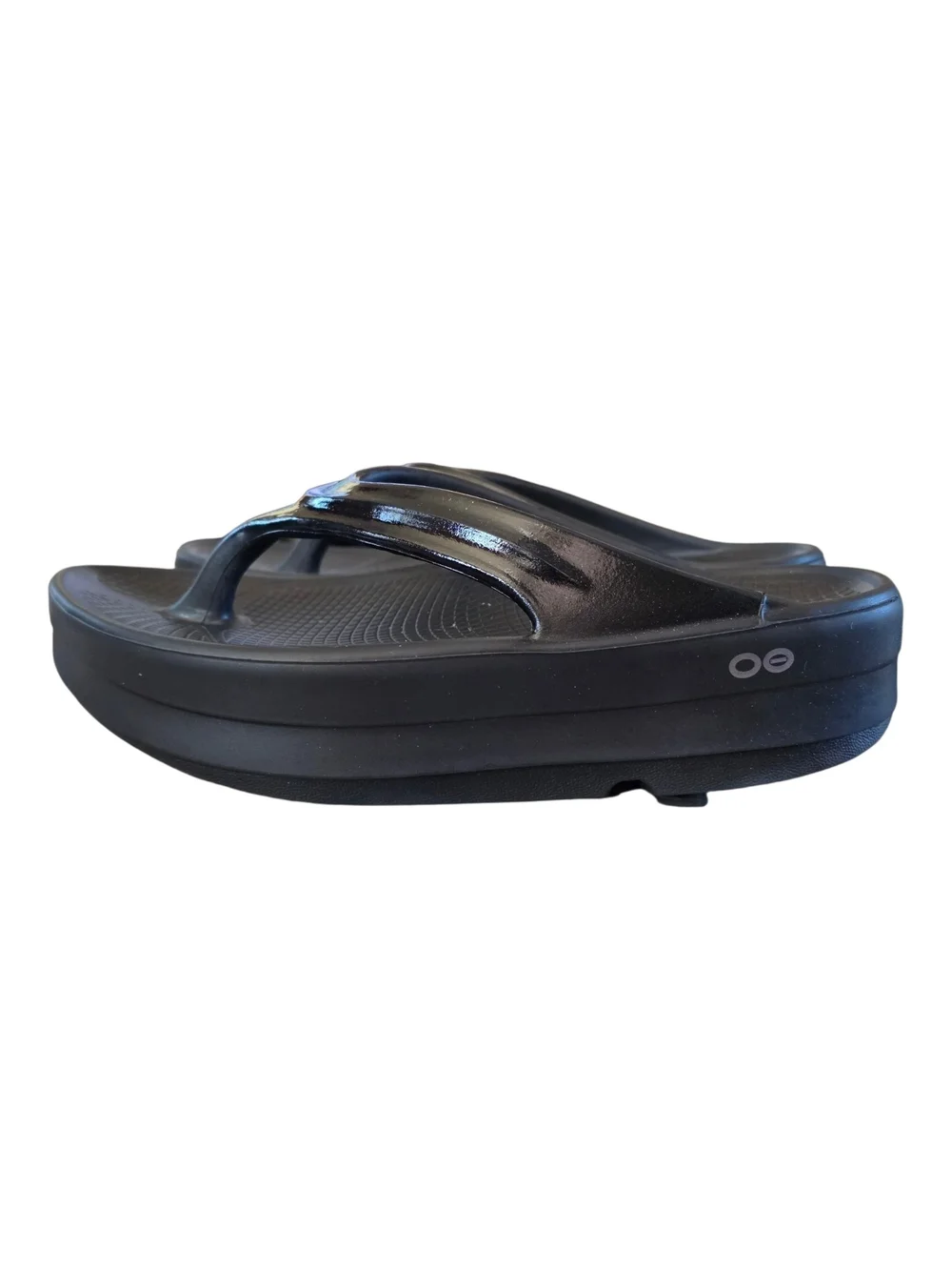 OOLALA OOFOS Black Platform Flip Flops Sandals Size 9 - Picture 3 of 8